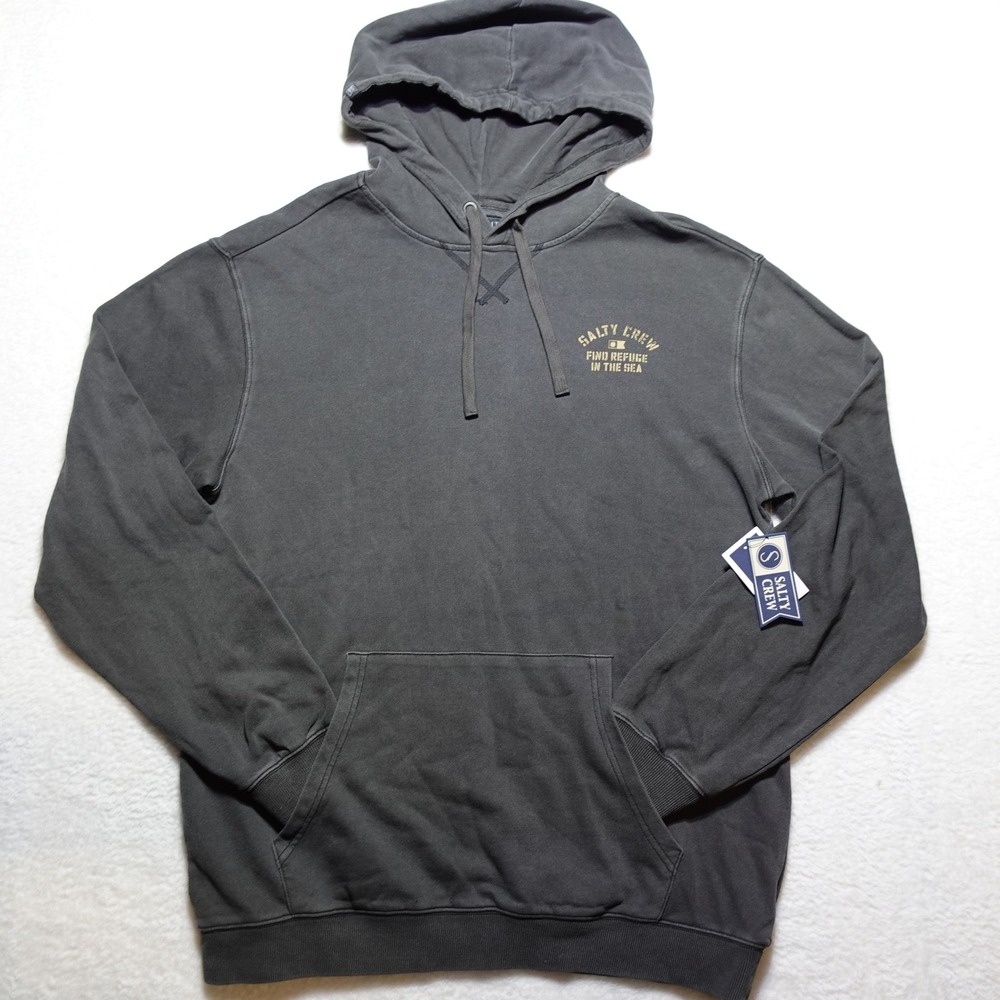 Salty Crew Hoodie Men Medium Vintage Black Even Keel Fleece Pullover 20335395